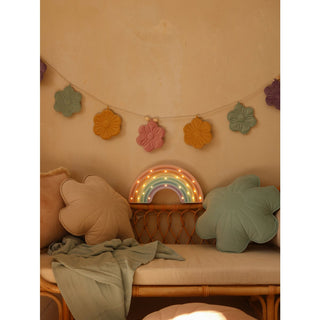 Moi Mili Blütenkissen aus Samt – Dekokissen in Blumenform für Kinderzimmer & Wohnräume – Grün/Braun/Weiß