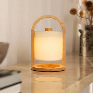 River Hellbraune wiederaufladbare Holzlampe – dimmbares und kabelloses Licht