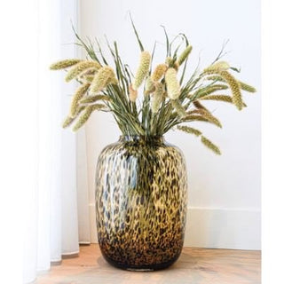 Mundgeblasene Glasvase Artic Cheetah – Edles Design in Gold & Braun