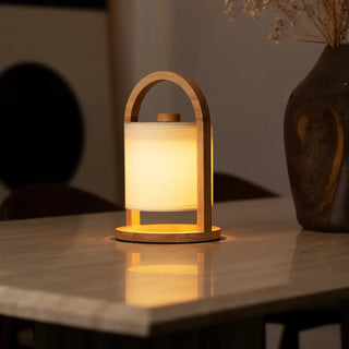 River Hellbraune wiederaufladbare Holzlampe – dimmbares und kabelloses Licht