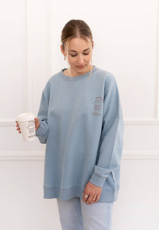 Erwachsenen Sweatshirt Coffee before Chaos hellblau