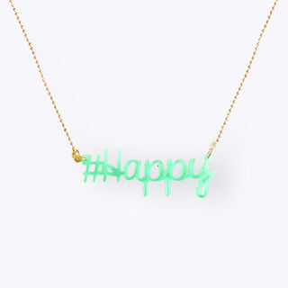 Kette #happy in grün – Nachhaltiger Statement-Schmuck aus recyceltem Material