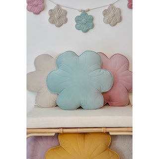 Moi Mili Blütenkissen aus Samt – Dekokissen in Blumenform für Kinderzimmer & Wohnräume – Grün/Braun/Weiß