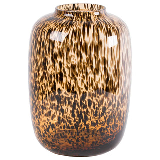 Mundgeblasene Glasvase Artic Cheetah – Edles Design in Gold & Braun