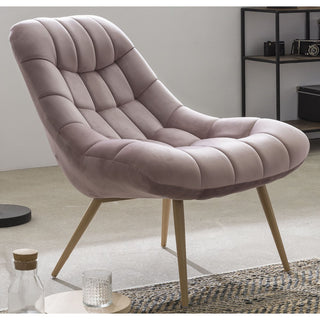 Sessel XXL Samt rosa Metall Holzoptik