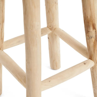 Barhocker aus Teakholz & handgewebtem Bast – 75 cm