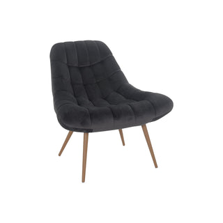 Sessel XXL Samt grau Metall Holzoptik