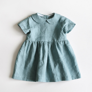 Annie&Charles Kinderkleid aus Bio-Baumwolle & Leinen – Rosa, Blau oder Gelb – Größen 18 Monate bis 8 Jahre – nachhaltig & hautfreundlich