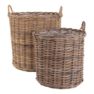 Korb "Indo" braun Rattan 2er Set