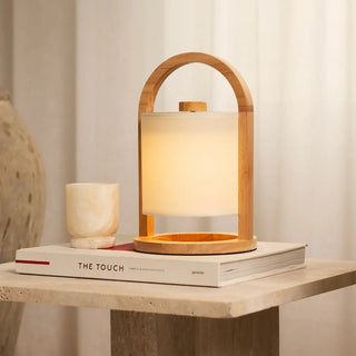 River Hellbraune wiederaufladbare Holzlampe – dimmbares und kabelloses Licht