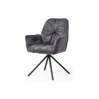 Vintage-Samt Armlehnstuhl mit 360° Drehfunktion – Eleganter Polsterstuhl in Schwarz