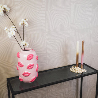 Vase "Kussmund" Keramik rosa 17x17x27cm