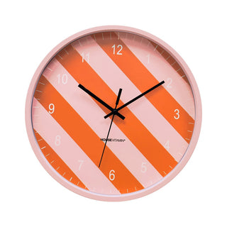 Uhr - Wanduhr - gestreiftes Muster -orange/rosa -34x4x34cm