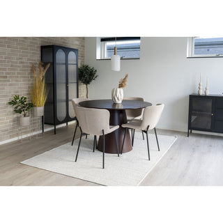 Esszimmerstuhl  Maceda – Bouclé - beige mit schwarzen Beinen – 2er-Set