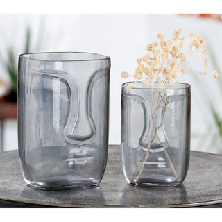 GILDE Glasvase – Moderne Blumenvase & Dekoelement in Grau (15 cm)