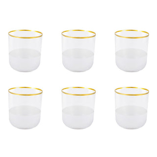 Aulica Wassergläser „Nish“ – 6er-Set | Niedrige Trinkgläser 280 ml mit Goldrand | Elegantes Design für Wasser & Getränke