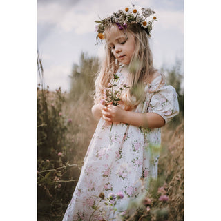 Annie&Charles Kinderkleid aus Bio-Baumwolle – Farben Floral & Apricot – Größen 12 Monate bis 8 Jahre