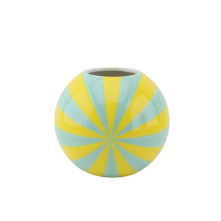Bunte Swirl-Vase aus Dolomit – Große Wirbel-Dekovase | Housevitamin - Gelb/Mint - 20x20x17cm