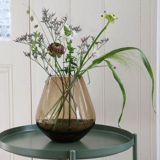Glasvase Tasman Taupe – Edle Vase Ø18 x H20 cm