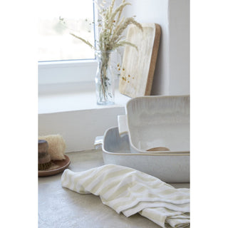 EIVISSA Rect. Baker 40 cm Sandbeige – Handgefertigte Auflaufform aus Steingut 2er Set