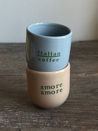 Becher Keramik “Italian coffee” blau-grün