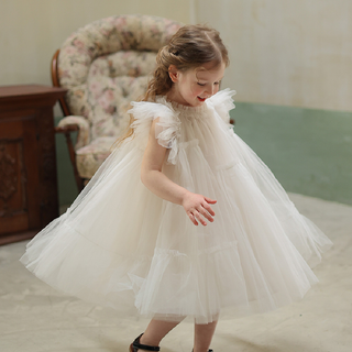 Annie&Charles Prinzessinnen-Tüllkleid für Kinder – Weiß, mehrlagig, festlich – Größen 18 Monate bis 10 Jahre