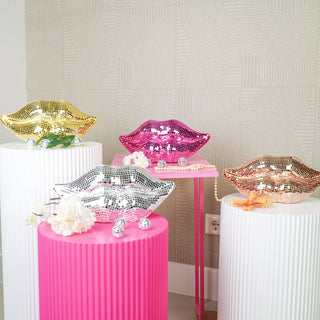 Ornament - Disco Lippe - Glas - Roségold- 29x10x13,5 cm