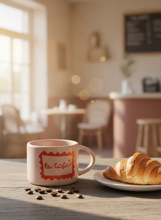 Keramiktasse Le Cafè – Helles Rosa, 350ml – Ideale Tasse für Kaffee & Tee