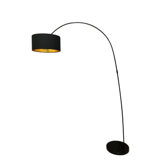 Bogenlampe mit Stoffschirm schwarz