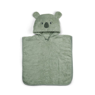 Nuuroo Kinderponcho „Hellgrün – Bär“ aus 100 % Bio-Baumwolle – kuschelig weich & liebevoll gestaltet