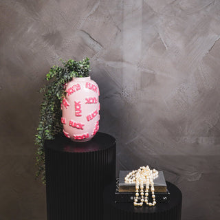 Vase "FUCK" Keramik rosa 17x17x27cm