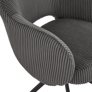 Drehbarer Armlehnstuhl mit Taschenfederkern & Rückstellfunktion – moderner Esszimmerstuhl in Cordoptik