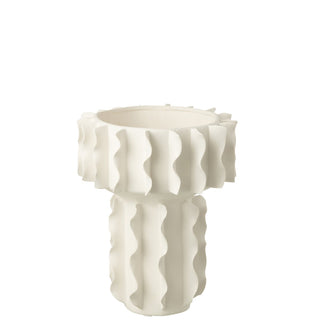 J-Line Keramikvase Weiß 29 cm – Runde Design Blumenvase aus Keramik für moderne Wohndekoration