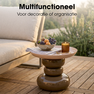 Zita Beistelltisch rund Braun-Creme 41 cm – Mica Decorations