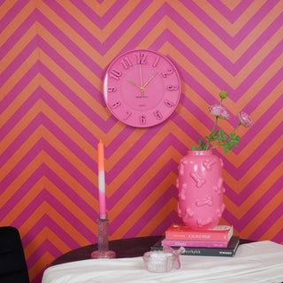 Uhr- Wanduhr Nummern- Neon Pink -30x30x4cm