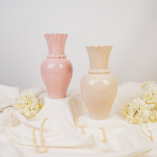Housevitamin Vase mit Perlenhals – Beige 12 x 12 x 24 cm