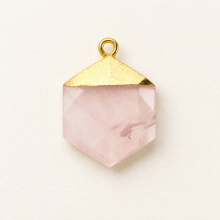 Wish Keeper Naturstein-Charm „Quarz Hellrosa“ – Hexagon Gold