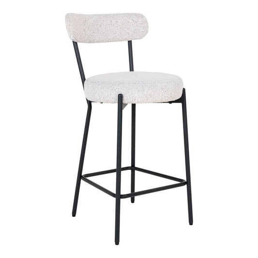 Badalona Counter Chair – Barhocker, weißes Bouclé mit schwarzen Beinen, HN1270