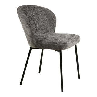 Roanne Dining Chair – Moderner Esszimmerstuhl Grau mit schwarzen Metallbeinen | Polsterstuhl Küche & Esstisch – 2er-Set