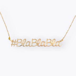 Kette #BlaBlaBla goldfarben & rosa – Nachhaltige Statement-Kette aus recyceltem Material