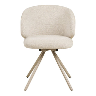 Fulham Dining Chair – Drehbarer Esszimmerstuhl Sand mit Sandfarbenen Metallbeinen | Moderner Polsterstuhl mit Drehfunktion – 2er-Set