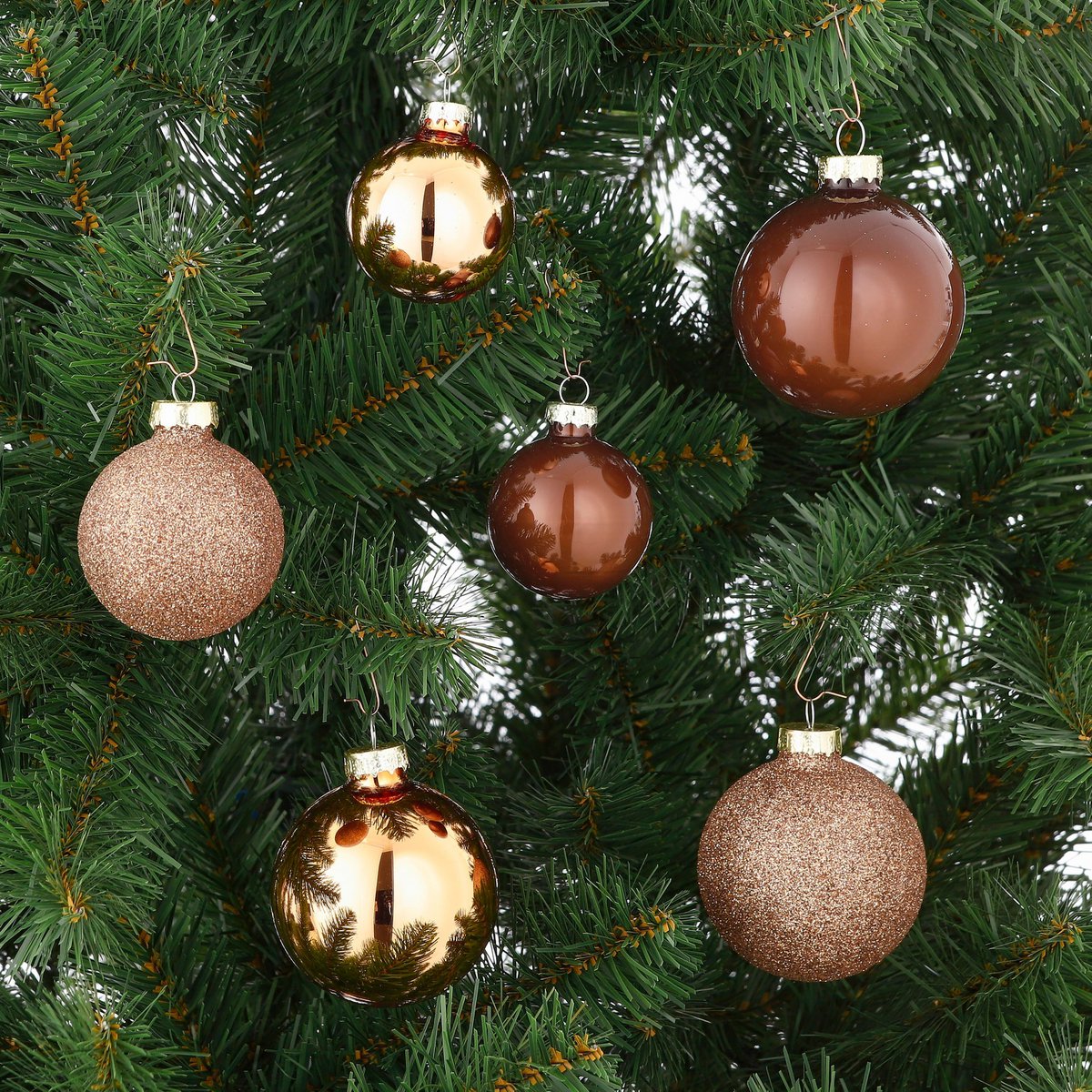 Christmas Balls Set - 26 Pieces - Ø7 cm - Glass - Brown