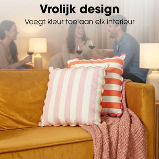 Dekokissen Rosa 45x45 cm – Gestreiftes Sofakissen mit Baumwolle & Leinen | Mica Decorations