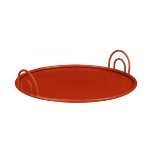 Tablett Set Rot mit Griffen – 3er Metall Tabletts aus Eisen