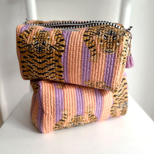 handgemachte Kosmetiktasche "Poppy Tiger peach fusion"