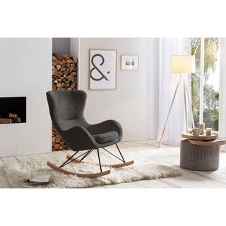 Schaukelstuhl Teddyfell Dunkelgrau