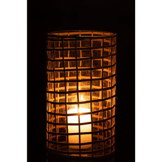 J-Line Kerzenhalter aus Glas Braun Ø15x25 cm – Moderner Glas Kerzenständer für stilvolle Wohnraum-Dekoration
