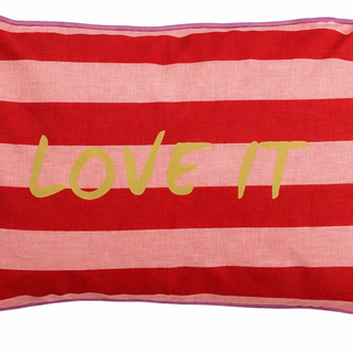 Dekokissen LOVE IT Rot Rosa – modernes Zierkissen Sofa & Wohnzimmer Deko 55x35 cm