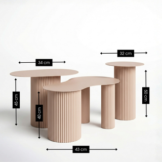 Mica Decorations Lux Beistelltisch Set Braun – 3er Set Organische Couchtische aus Eisen – Moderne Design Satztische