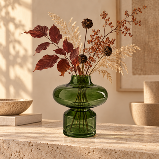 Vase | LUNNEL | grünes Glas | 19x21 cm
